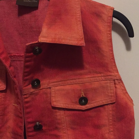 Orangy Red Jean Jacket Vest - Picture 2 of 4